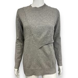 PROENZA SCHOULER Gray Wool Knit Layered Crewneck Long Sleeve Sweater Size XS